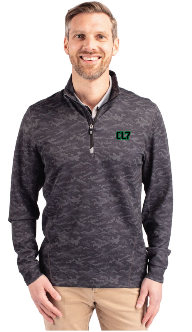 Cutter & Buck Traverse Stretch Eco Camo Print Quarter Zip Mens Pullover